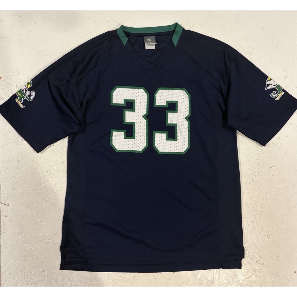 Notre Dame Fighting Irish Jersey Mens Large Blue Green Football Knights NCAA